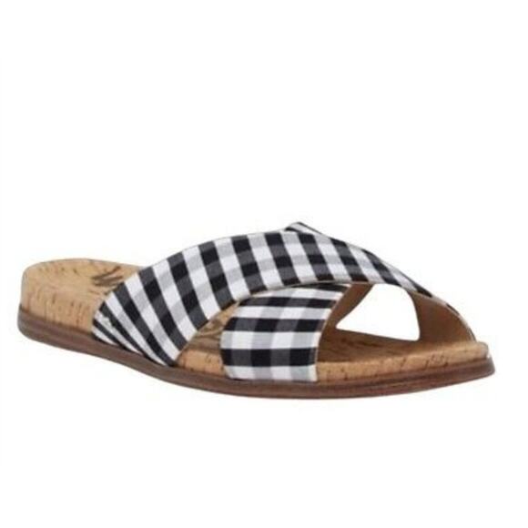Sam Edelman Hattie Gingham Cross Slide Size 7 - Picture 2 of 7